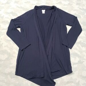Chico's Cardigan Womens Medium Blue Open Front Long Sleeve